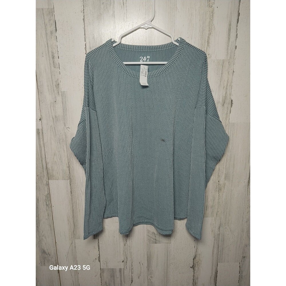 Maurices XXL Blue Ribbed Knit Long Sleeve Top